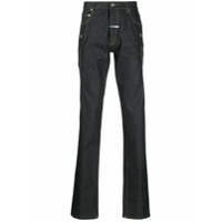 Zilver Calça jeans reta com zíper lateral - Azul