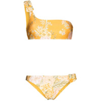 Zimmermann Biquíni Amelie ombro único com estampa - Amarelo