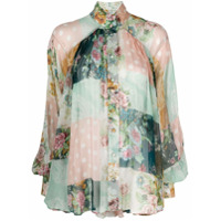 Zimmermann Camisa com patchwork e estampa floral - Verde