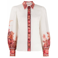 Zimmermann Camisa mangas longas com recorte floral - Branco