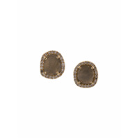 Zofia Day Par de brincos de ouro 14kt com diamante 'Reflective Slice' - Dourado