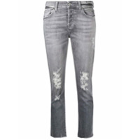 7 For All Mankind Calça jeans cropped com efeito destroyed - Cinza