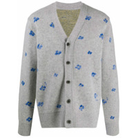Ader Error long-sleeve floral knitted cardigan - Cinza