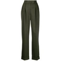 Agnona Calça pantalona com contraste - Verde