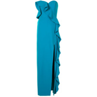 Aidan Mattox ruffle-trimmed strapless gown - Azul