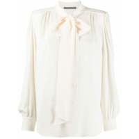 Alberta Ferretti Blusa mangas longas com detalhe de laço - Neutro