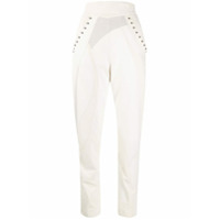 Alberta Ferretti Calça cintura alta de couro - Branco