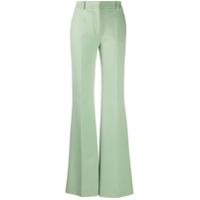 Alberta Ferretti Calça flare com cintura alta e detalhe de pregas - Verde