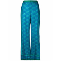 Alberta Ferretti Calça pantalona com estampa monogramada - Azul