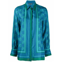 Alberta Ferretti Camisa de seda com mix de estampas - Azul