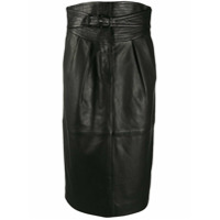 Alberta Ferretti high-waist belted leather skirt - Preto