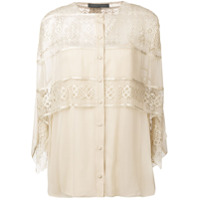 Alberta Ferretti layered lace blouse - Marrom