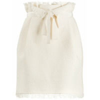 Alberta Ferretti Minissaia de tweed com franzido - Branco