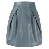 Alberta Ferretti pleat front leather skirt - Cinza