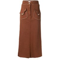Alberta Ferretti stud-embellished midi skirt - Marrom