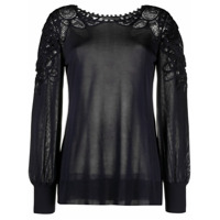 Alberta Ferretti Suéter com bordado de renda - Azul