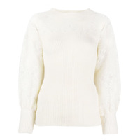 Alberta Ferretti Suéter com recorte de estampa floral - Branco