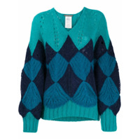 Alberta Ferretti Suéter de tricô com padronagem color block - Azul