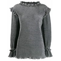 Alberta Ferretti Suéter de tricô metálico com babados - Cinza