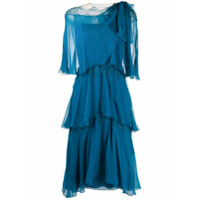 Alberta Ferretti tiered semi-sheer dress - Azul