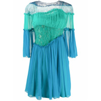 Alberta Ferretti Vestido com recortes e acabamento de babados - Azul