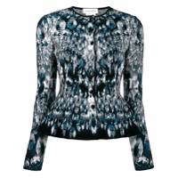 Alexander McQueen abstract pattern knitted peplum cardigan - Azul