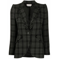 Alexander McQueen Blazer slim com estampa xadrez - Preto