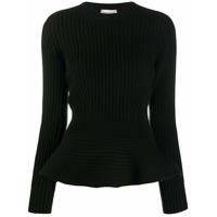 Alexander McQueen Blusa canelada peplum - Preto