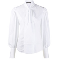 Alexander McQueen Blusa de algodão com amarração na gola - Branco
