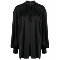 Alexander McQueen Blusa de seda com pregas - Preto