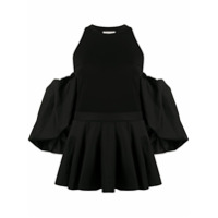 Alexander McQueen Blusa peplum com recortes vazados nos ombros - Preto