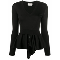 Alexander McQueen Blusa peplum de tricô com detalhe de camada - Preto