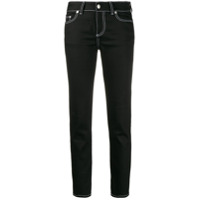 Alexander McQueen Calça jeans reta com costura contrastante - Preto