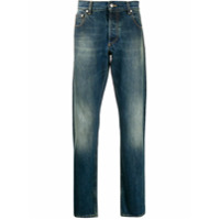 Alexander McQueen Calça jeans reta com efeito desbotado - Azul
