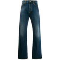 Alexander McQueen Calça jeans reta com logo bordado - Azul