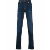 Alexander McQueen Calça jeans slim com logo bordado - Azul