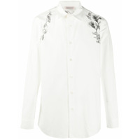 Alexander McQueen Camisa com estampa de folhas - Branco