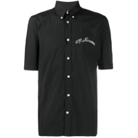 Alexander McQueen Camisa mangas curtas com logo bordado - Preto