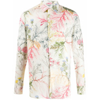 Alexander McQueen Camisa mangas longas com estampa de folhagem - Branco