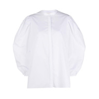 Alexander McQueen Camisa sem colarinho com mangas bufantes - Branco