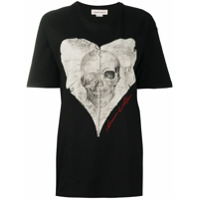 Alexander McQueen Camiseta com estampa de caveira e coração - Preto