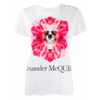 Alexander McQueen Camiseta com estampa de flor e caveira - Branco