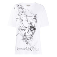 Alexander McQueen Camiseta de algodão com estampa de caveira - Branco