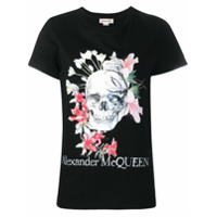 Alexander McQueen Camiseta de algodão com estampa de caveira - Preto