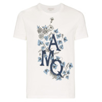 Alexander McQueen Camiseta de algodão com estampa floral - Branco