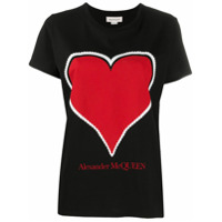 Alexander McQueen Camiseta decote careca com estampa de coração - Preto