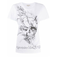 Alexander McQueen Camiseta floral com estampa de caveira - Branco