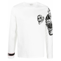 Alexander McQueen Camiseta mangas longas com estampa de caveira - Branco