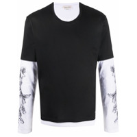 Alexander McQueen Camiseta mangas longas com sobreposição - Preto