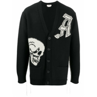 Alexander McQueen Cardigan de lã com estampa de caveira - Preto